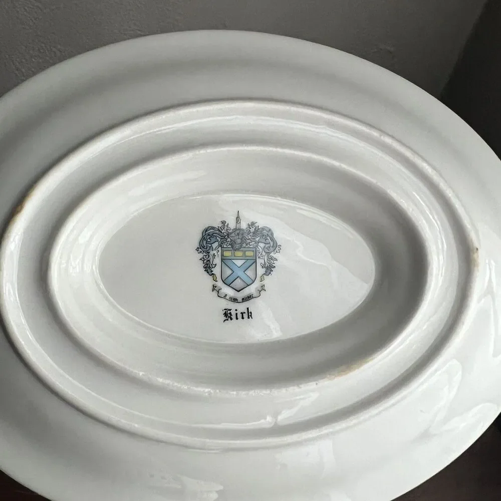 Kirk Gravy Boat w Attached Plate Pink Rose Vintage